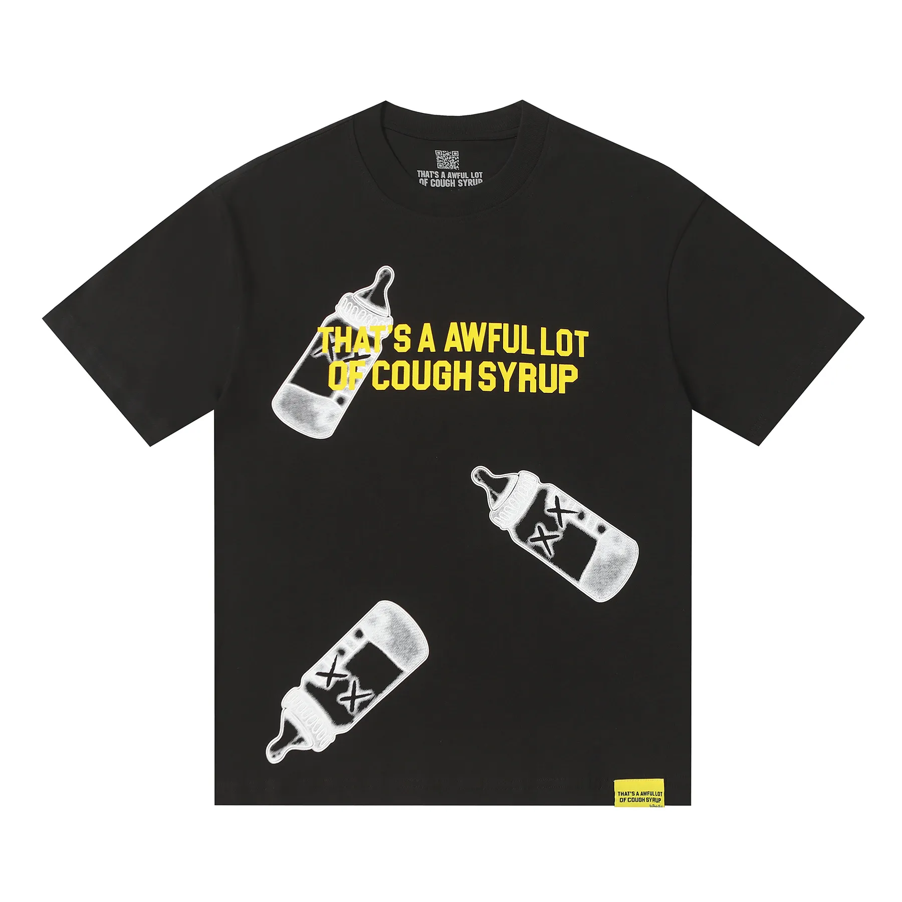 #Black/ | THAT'S A AWFUL LOT OF COUGH SYRUP In Stock Real shot American simple fashion brand loose casual T-shirt Fabric (fabric): 32 counts Weight combed double yarn pure cotton Sizes (size): S-M L X L Color (colour): Black/Chinese red